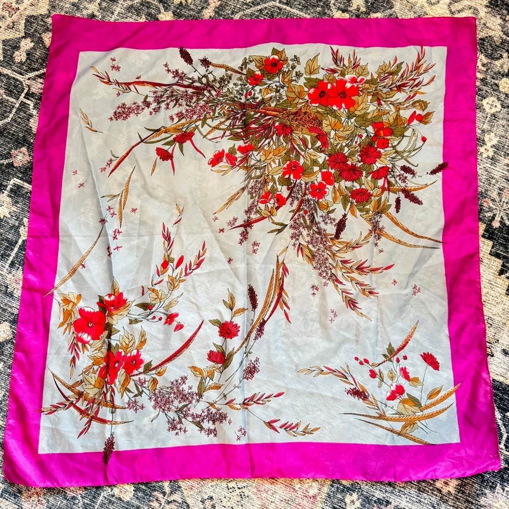Vintage Italian Floral Square Scarf